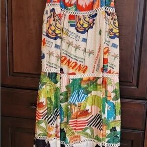 FARM Rio Colorful Tropical Maxi Skirt